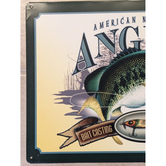 American Natural Anglers Tin Sign Bait Casting Association Fishing 12.5 x 16-in - Picture 2 of 5